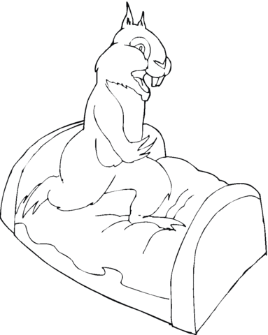 Chipmunk On Bed Coloring Page